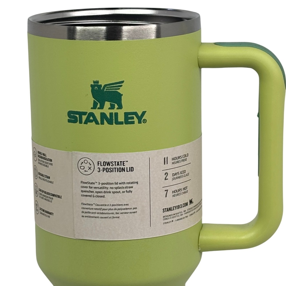 Stanley Quencher H2.0 40oz Tumbler FlowState Lime Green Travel Mug Cup Handle - Picture 2 of 10